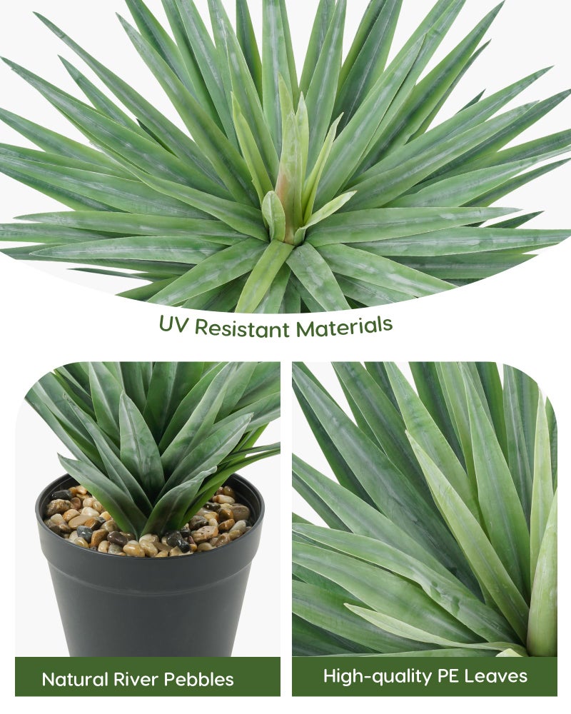 Velener Artificial Agave Plant in Black Pot with Real Stone Pebbles, Large Fake Agave Plants for Indoor and Outdoor-15 inches Tall, 81 Leaves - Image 4