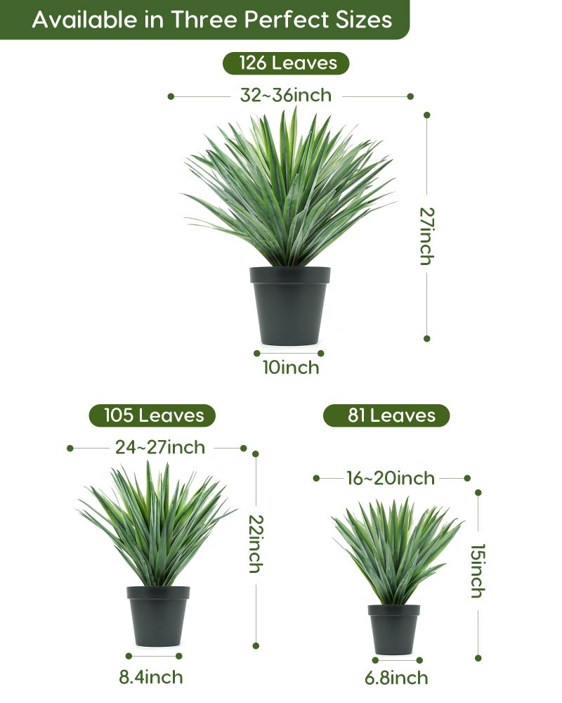 Velener Artificial Agave Plant in Black Pot with Real Stone Pebbles, Large Fake Agave Plants for Indoor and Outdoor-15 inches Tall, 81 Leaves - Image 3