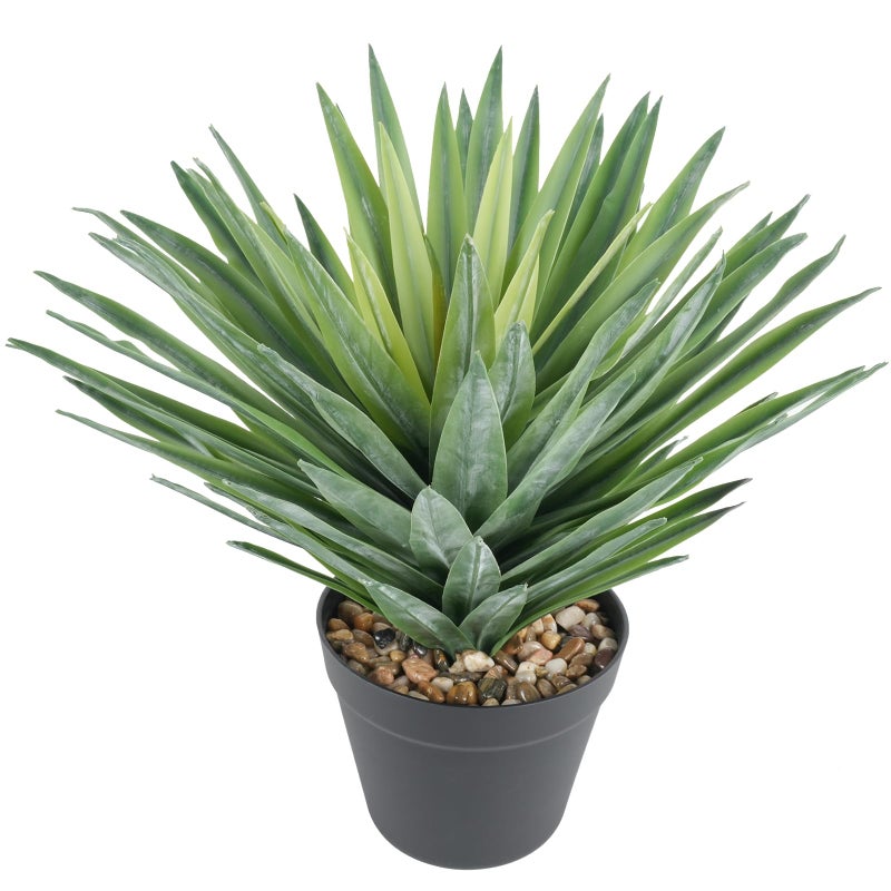 Velener Artificial Agave Plant in Black Pot with Real Stone Pebbles, Large Fake Agave Plants for Indoor and Outdoor-15 inches Tall, 81 Leaves - Image 1
