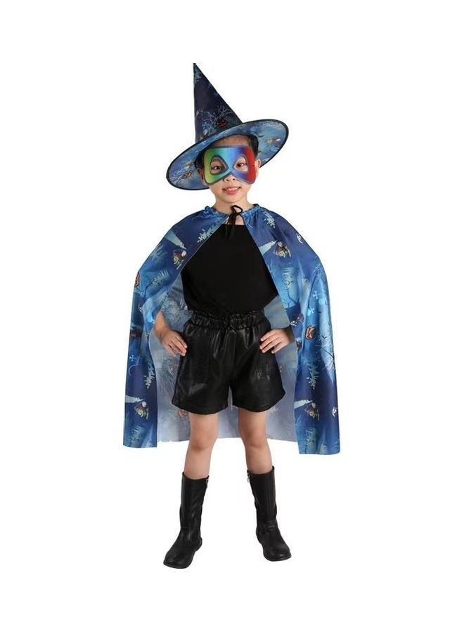 NIBEMINENT 3-Piece Halloween Children Magician Mask Hat And Cloak Set 75*70cm - Image 1