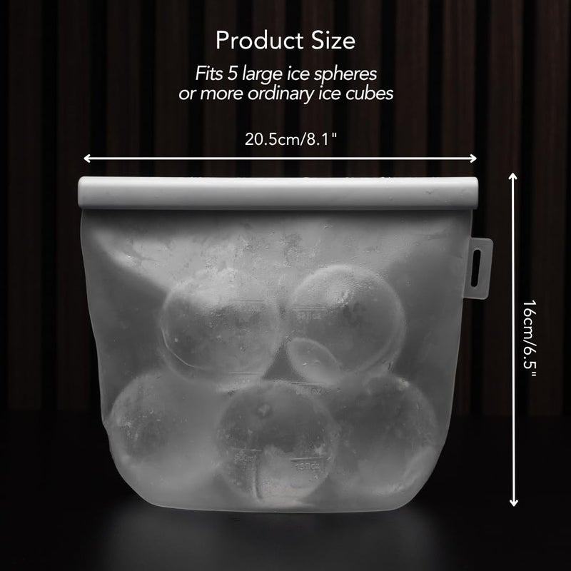 NAISU Clear Ice Silicone Storage Bag â€“ Reusable Freezer Bag for Crystal-Clear Ice Balls & Cubes, Leakproof, Food-Grade, Ideal for Whiskey & Cocktails - Image 4