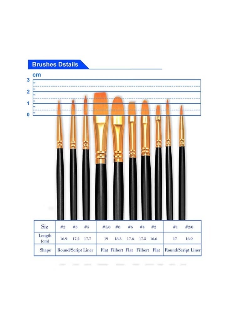 NIIMBOT 20 Pcs Round Pointed Tip Paintbrushes Nylon Hair Artist Acrylic Paint Brushes for Acrylic Oil Watercolor, Face Nail Art, Miniature Detailing & Rock Painting, Black - Image 2