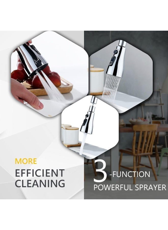 Universal 3-Function Faucet Splash Head – 360° Rotating Kitchen Sink Tap Nozzle with Adjustable Water Modes, High-Pressure Sprayer for Cleaning, Easy Installation - Image 5