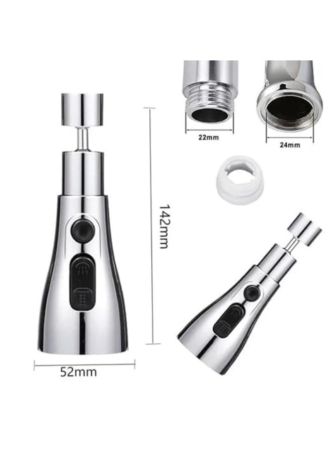 Universal 3-Function Faucet Splash Head – 360° Rotating Kitchen Sink Tap Nozzle with Adjustable Water Modes, High-Pressure Sprayer for Cleaning, Easy Installation - Image 3