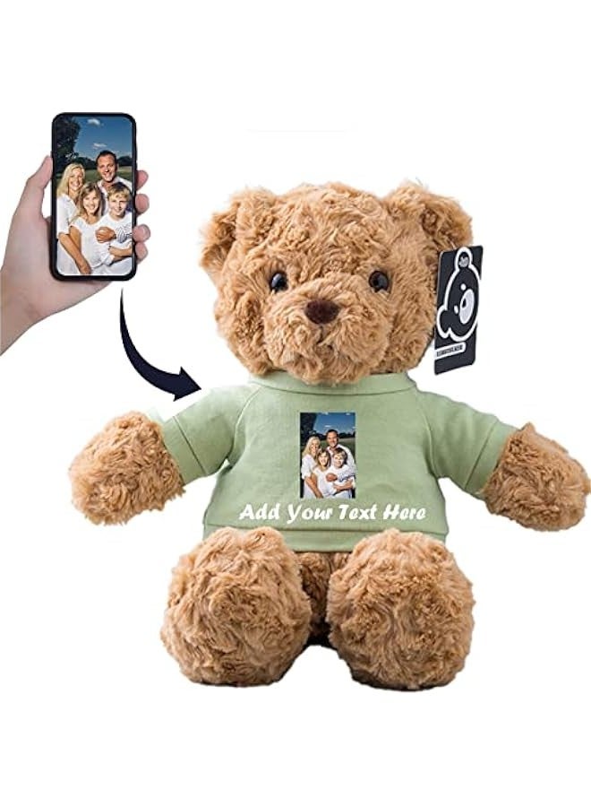 Generic Personalized Teddy Bear Plush Toy with ized Text, Stuffed Bear with T-Shirt, Uni, 13 inch - Text+Photo  - Image 1
