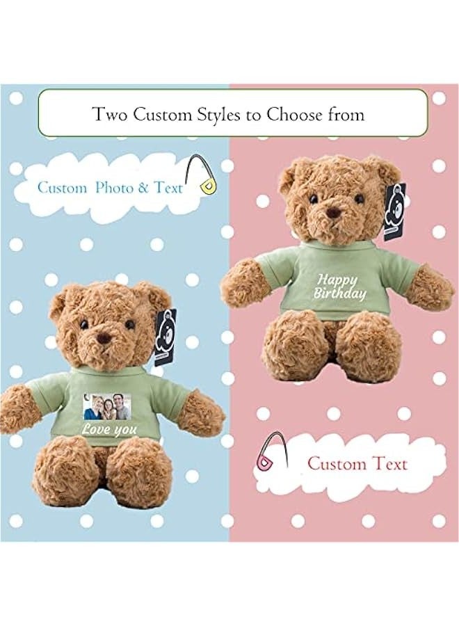 Generic Personalized Teddy Bear Plush Toy with ized Text, Stuffed Bear with T-Shirt, Uni, 13 inch - Text+Photo  - Image 2