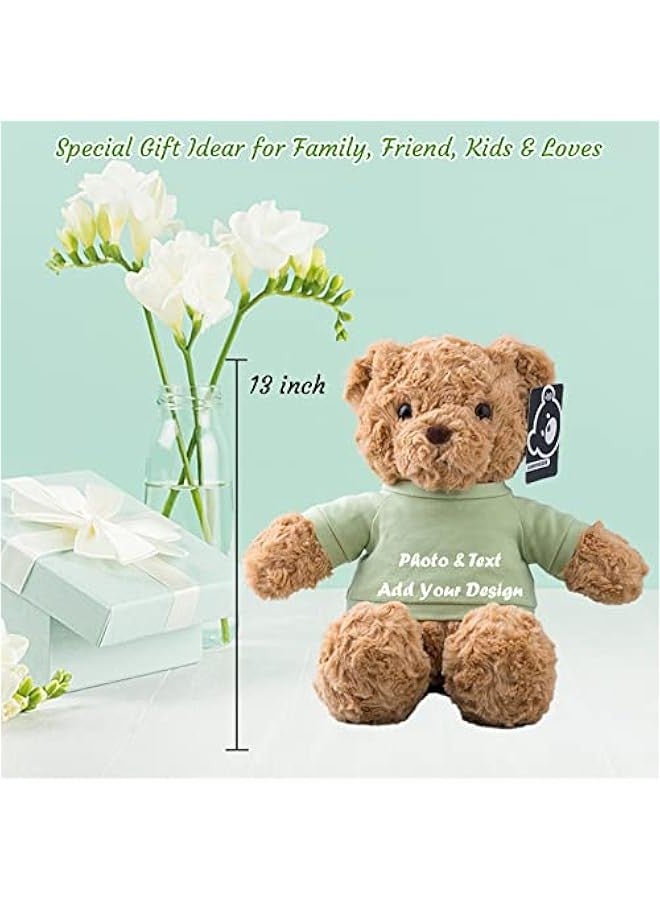 Generic Personalized Teddy Bear Plush Toy with ized Text, Stuffed Bear with T-Shirt, Uni, 13 inch - Text+Photo  - Image 4