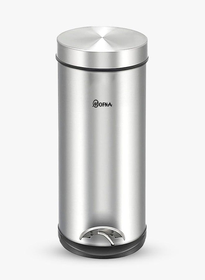 mofna Stainless Steel Plain Dustbin with Pedal, Trash Can, Wastebasket, Garbage Bin for Home, Office, Bathroom, Bedroom, Toilet, Outdoor, Indoor and Kitchen, (8x12 In -7 Liter, Silver), Pack of 1 - Image 1