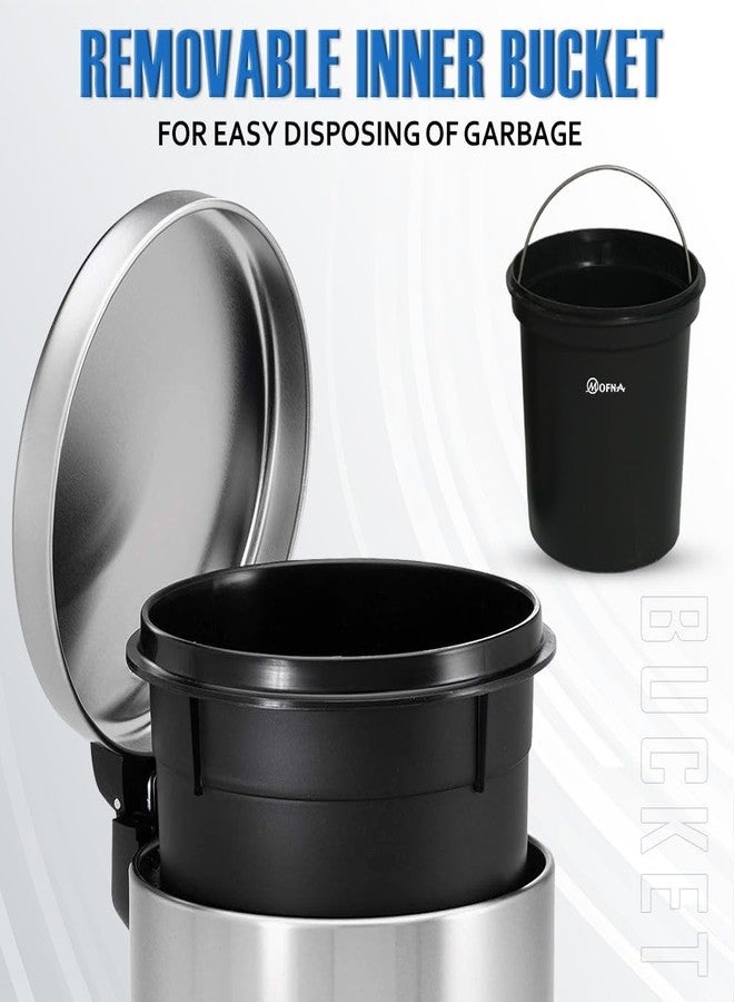 mofna Stainless Steel Plain Dustbin with Pedal, Trash Can, Wastebasket, Garbage Bin for Home, Office, Bathroom, Bedroom, Toilet, Outdoor, Indoor and Kitchen, (8x12 In -7 Liter, Silver), Pack of 1 - Image 5