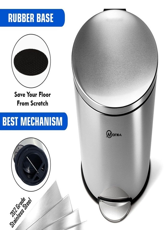 mofna Stainless Steel Plain Dustbin with Pedal, Trash Can, Wastebasket, Garbage Bin for Home, Office, Bathroom, Bedroom, Toilet, Outdoor, Indoor and Kitchen, (8x12 In -7 Liter, Silver), Pack of 1 - Image 3