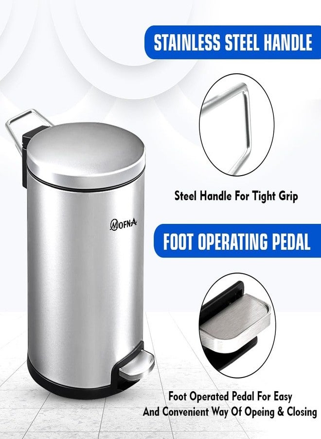 mofna Stainless Steel Plain Dustbin with Pedal, Trash Can, Wastebasket, Garbage Bin for Home, Office, Bathroom, Bedroom, Toilet, Outdoor, Indoor and Kitchen, (8x12 In -7 Liter, Silver), Pack of 1 - Image 4