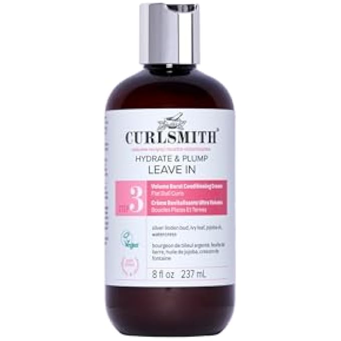 CURLSMITH HYDRATE & PLUMP LEAVE-IN - LIGHTWEIGHT LEAVE-IN CONDITIONER FOR CURLS, MOISTURISING & VOLUMIZING, FOR ALL CURL TYPES, VEGAN AND CRUELTY FREE (8 OZ) - Image 1