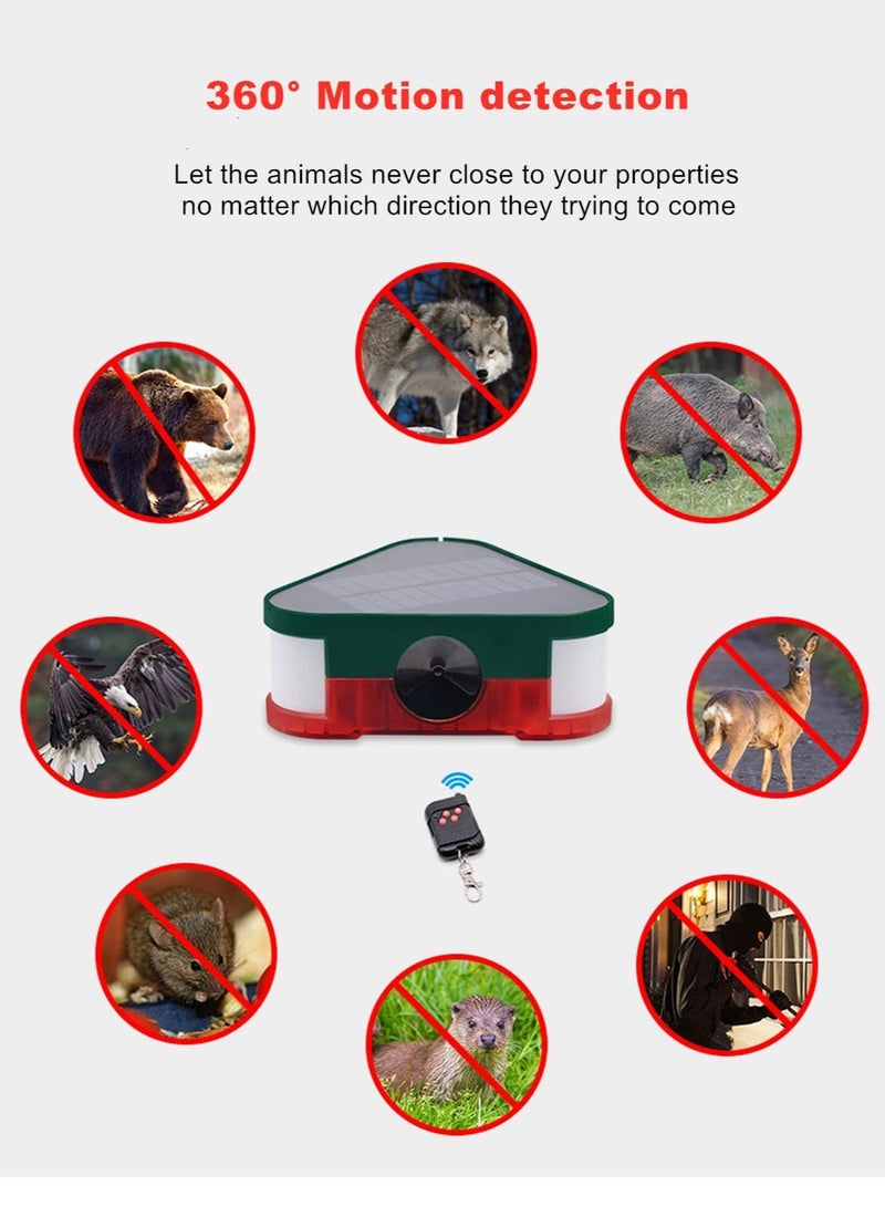 Cobest Solar Motion Sensor Outdoor Alarm 360¬∞ Motion Detector 3Pcs 130db Loud Siren Lamp Strobe Light with Remote - Image 3