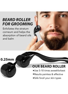 ALIVER Beard Growth Kit with Beard Growth Oil Beard Balm and Beard Roller for Men care Beard Trimming Kit with Comb Beard Growth Serum with Microneedle Roller Beard Regrowth Beard Grooming Kit  - Image 3
