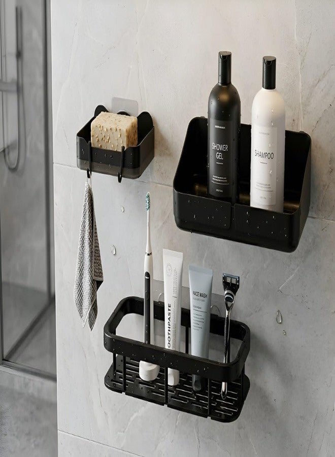 KROYWEN Self-Adhesive Multipurpose Wall Mounted Bathroom Shelves | Space-Saving Storage Organizer Racks for Bathroom and Kitchen Accessories Soap Dish + Shelve + Rack Shelve (3 Pcs Set) - Image 5