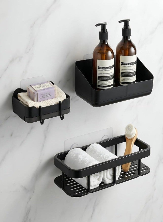 KROYWEN Self-Adhesive Multipurpose Wall Mounted Bathroom Shelves | Space-Saving Storage Organizer Racks for Bathroom and Kitchen Accessories Soap Dish + Shelve + Rack Shelve (3 Pcs Set) - Image 4