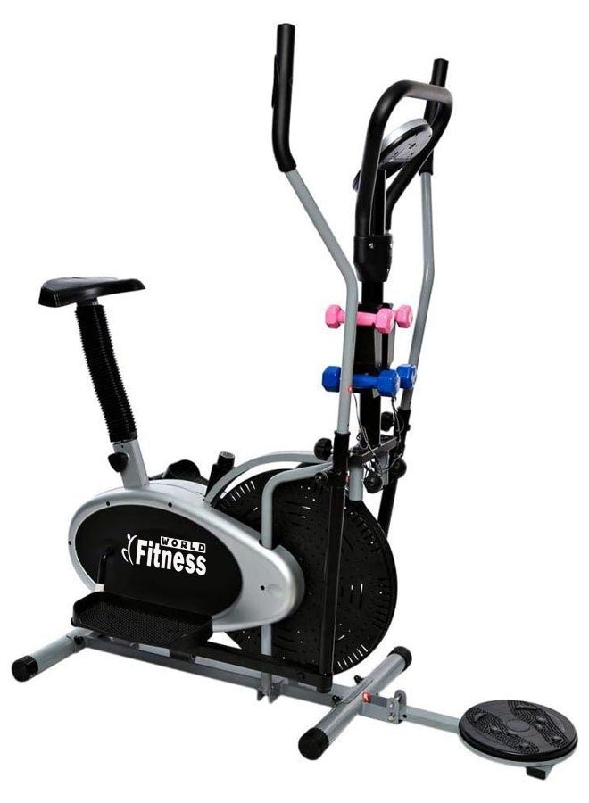 Fitness World An advanced 3-in-1 Orbitrek exercise bike with a rotating disc for waist sculpting and dumbbells, an Orbitrek sports device with a smart LCD screen - Image 2