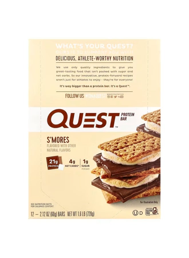 Quest Nutrition, Protein Bar, S'mores, 12 Bars, 2.12 (60 g) Each