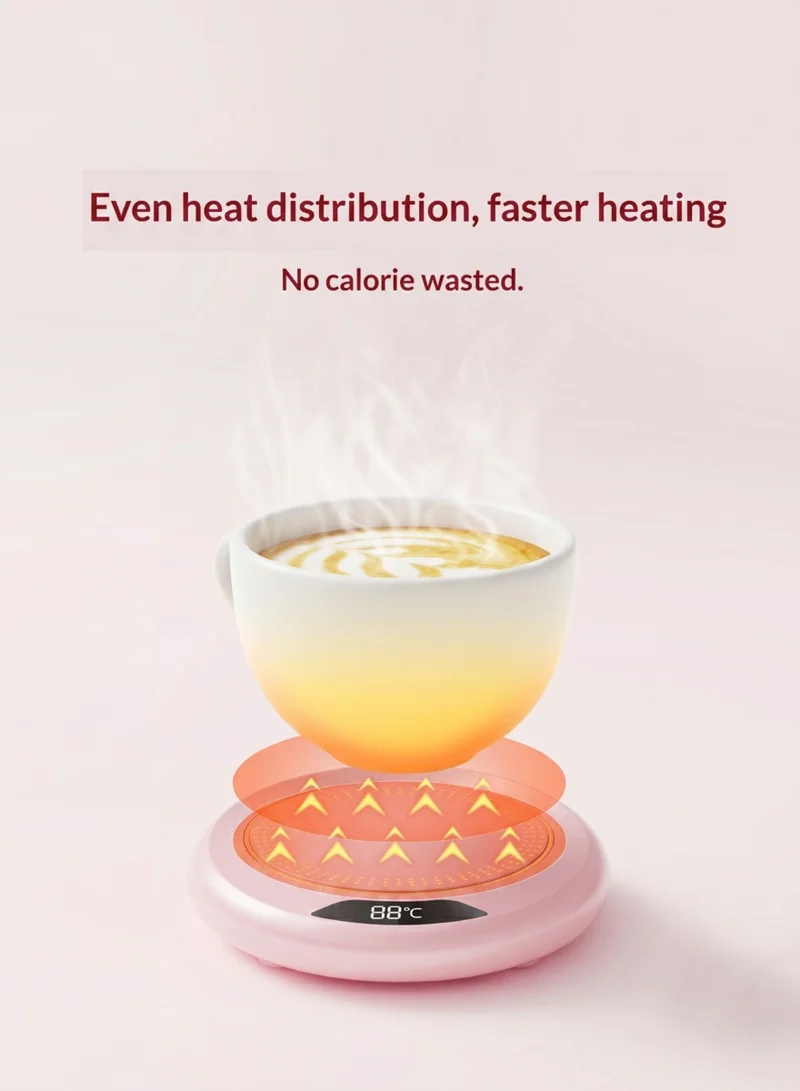 THUGFIT  THUGFIT Smart Coffee Mug Warmer for Desk - 3 Temperature Settings Electric Beverage Cup Warmer with Digital Display & 8-Hour Auto Shut Off, Portable Tea Milk Water Heater Coaster (White,Green,Pink)  | Best Price UAE
