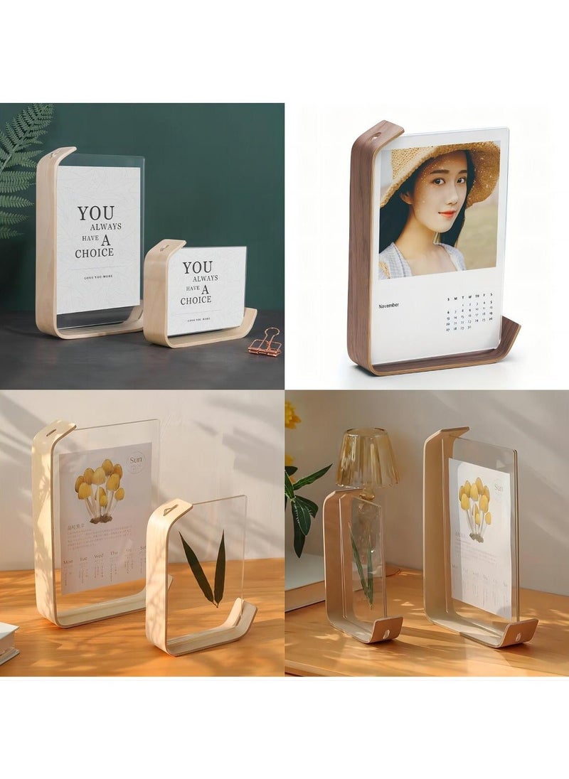 Generic - Acrylic Wooden Photo Frame, 2Pcs Rustic Wooden Frames With HD Glass, Double-sided Frame For Tabletop Display, Calendar DIY Frame, Photo Frames For Wedding Party Decor, Herbarium Display Frame - Image 1