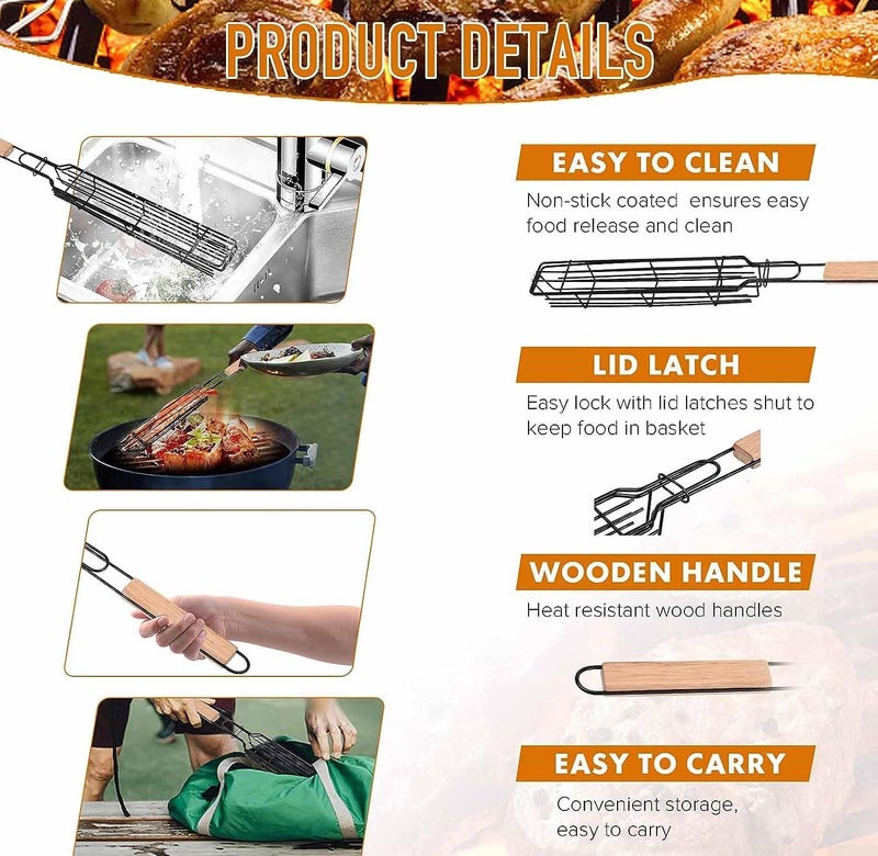 TGOPIT Portable Grilling Baskets - Set of 1 Companion Non Stick Kabob Grilling Baskets for Outdoor Grill - Kabobs and Loss Veggies,fruits,Vegetable,Onion,Fish,Chicken and Meat Grill Baskets - Image 3