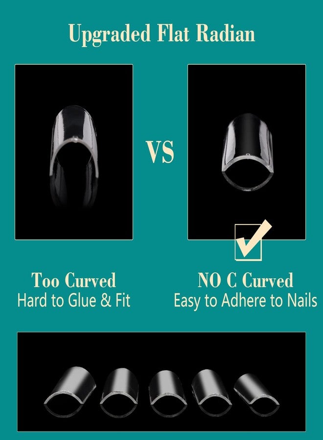 LIONVISON 504PCS NO C CURVE Clear Nail Tips for Acrylic Nails Professional, 3XL Extra Long Flat Tapered Square Nail Tips, 12 Sizes Half Cover Straight French Fake Nail Tips for Nail Salons (With Bag) - Image 4