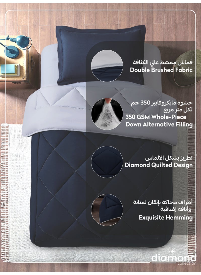 Donetella Bedding Comforter Set,  Size 170x230 cm - 2-Pcs Solid Quilted Bed Set, Microfiber Fabric - 1 Comforter and 1 Pillow Sham - Image 4