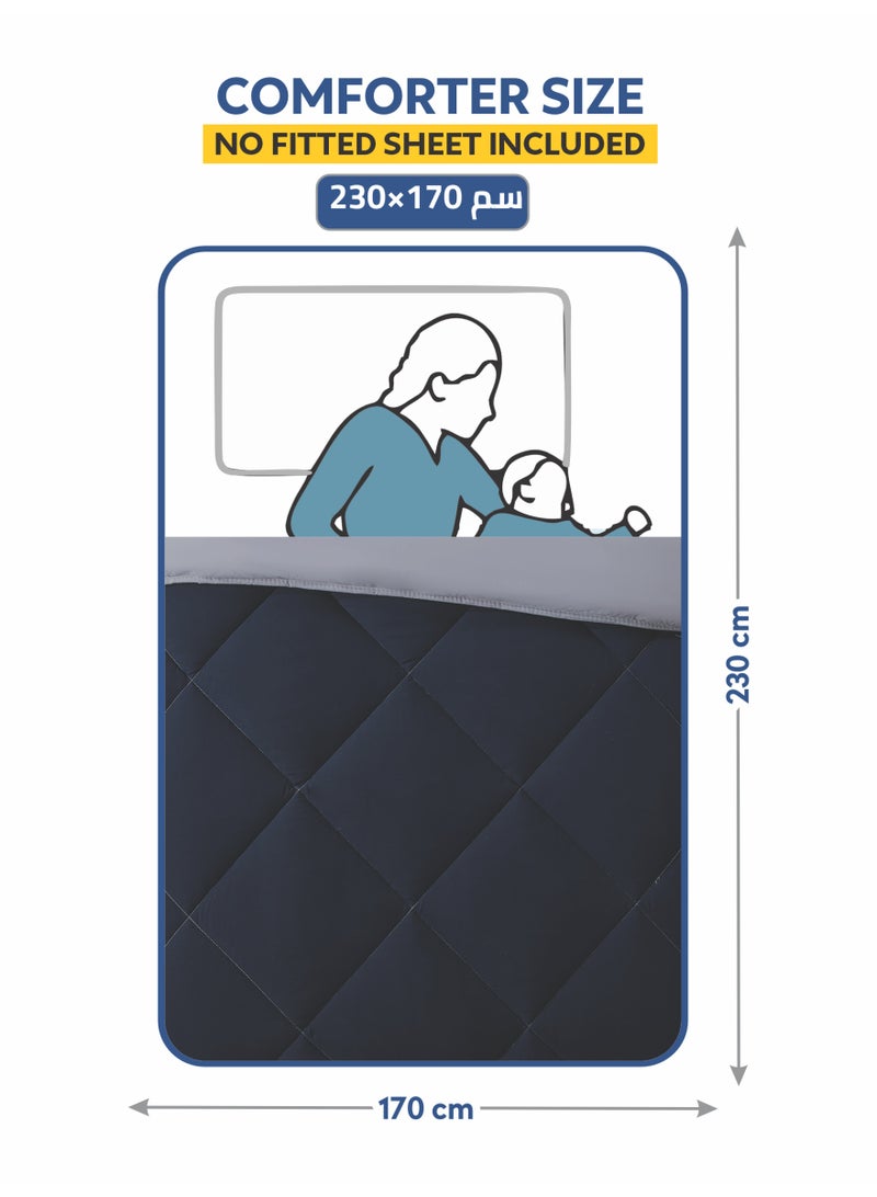 Donetella Bedding Comforter Set,  Size 170x230 cm - 2-Pcs Solid Quilted Bed Set, Microfiber Fabric - 1 Comforter and 1 Pillow Sham - Image 2