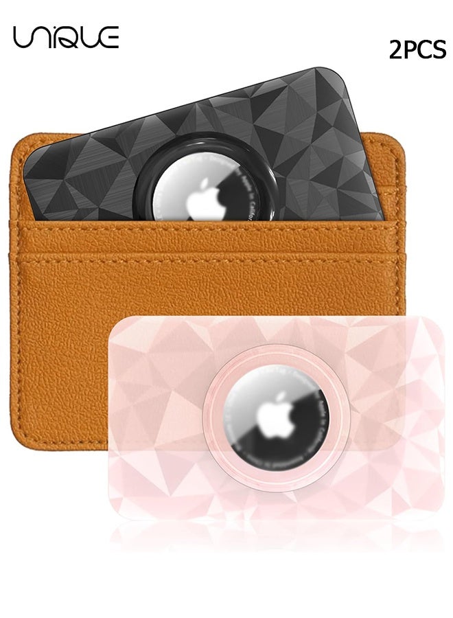 Unique 2-Pack Ultra-Thin Airtag Wallet Holders - Sleek and Compact Card Cases Designed Specifically for Air Tag - Ideal for Use in Purses, Handbags, Backpacks, Wallets, and Clutch Bags - for Passport Holder for Travel Women - Black/Clear Pink - Image 1
