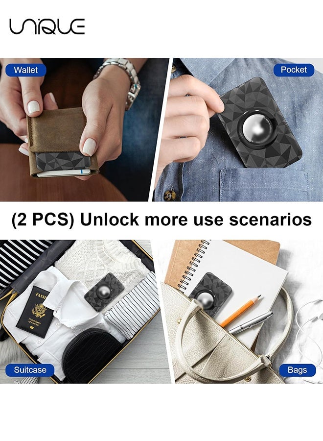 Unique 2-Pack Ultra-Thin Airtag Wallet Holders - Sleek and Compact Card Cases Designed Specifically for Air Tag - Ideal for Use in Purses, Handbags, Backpacks, Wallets, and Clutch Bags - for Passport Holder for Travel Women - Black/Clear Pink - Image 5