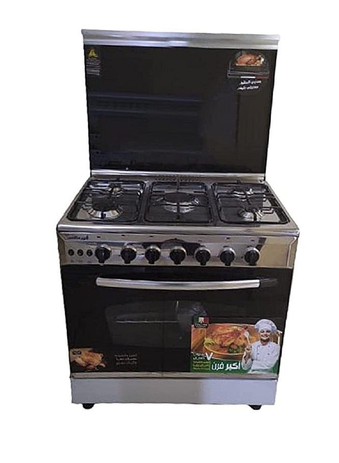 5-burner stainless steel stove, complete with oven fan, 60*80, Techno Chef - Image 1