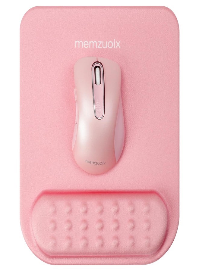 memzuoix Pink Ergonomic Mouse Pad with Wrist Rest Support,Premium Memory Foam Cushioning for Pain Relief, Non-Slip PU Base for Stable Smooth Control - Perfect for Laptop, Computer, and Home Office - Image 1