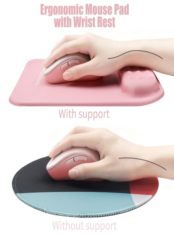 memzuoix Pink Ergonomic Mouse Pad with Wrist Rest Support,Premium Memory Foam Cushioning for Pain Relief, Non-Slip PU Base for Stable Smooth Control - Perfect for Laptop, Computer, and Home Office - Image 3