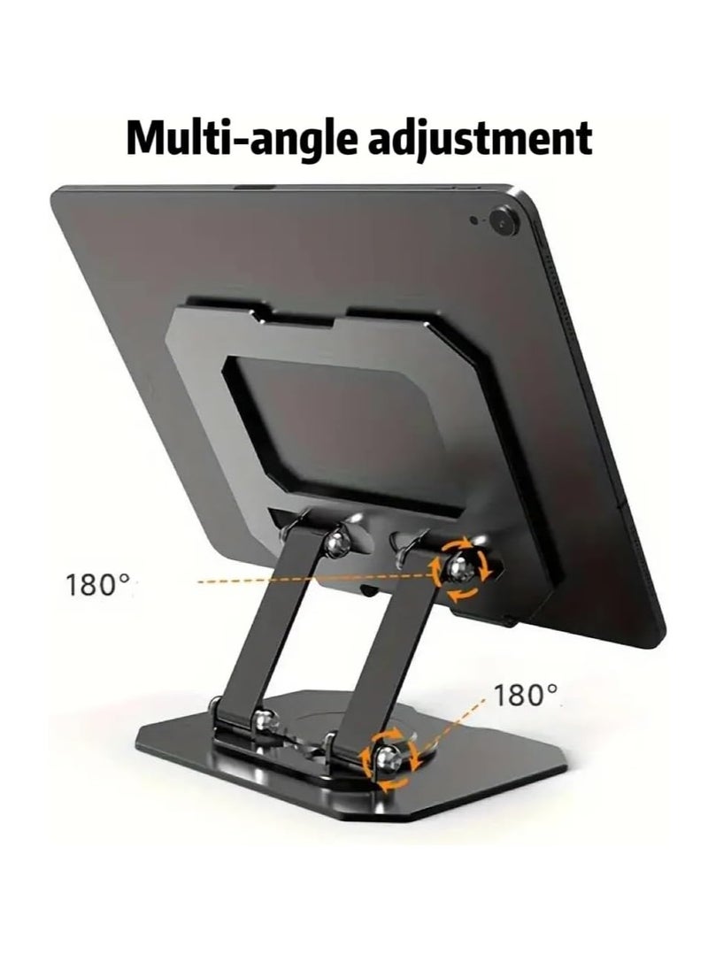 Portable Foldable 360 ​​Degree Adjustable Tablet Stand Desk Tablet Holder Comfortable iPad Tablet Stand Aluminum Elevated Table for 5-12 Inch Cell Phone Screen Compatible with iPad and All Generations