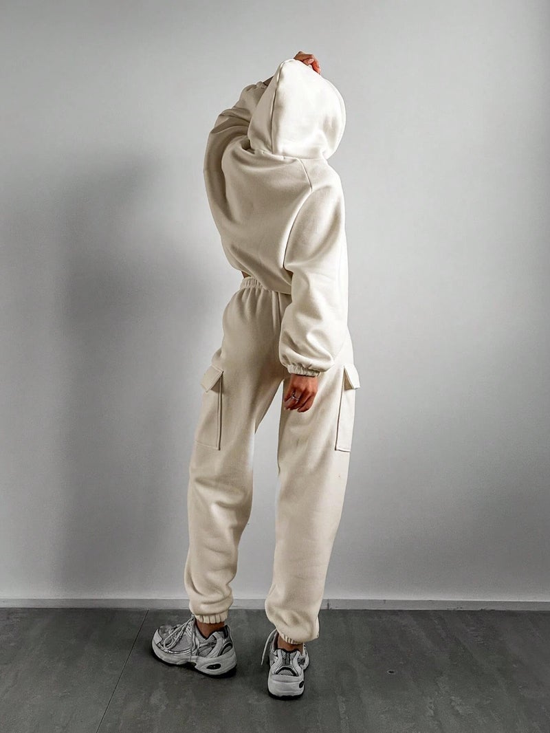 KOTTY Women's Co-Ords Solid Sweatshirt With Sweatpant (White,L)_KTTWINTERSET134L - Image 4