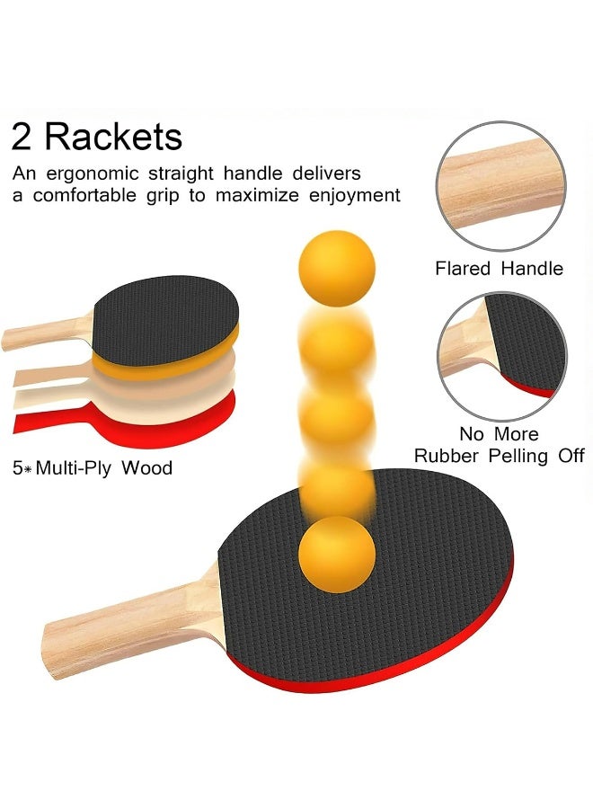 ECVV Ping Pong Paddle Set, Portable Table Tennis Set with Retractable Net, All-in-One Table Tennis Set with Ping Pong Paddles, Balls, Table Top Family Game Random Color - Image 2