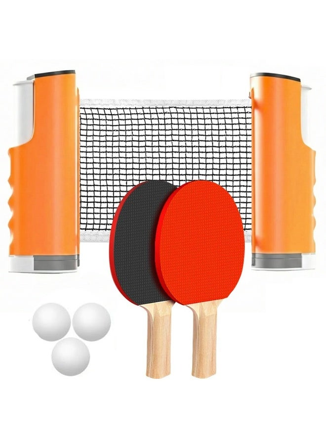 ECVV Ping Pong Paddle Set, Portable Table Tennis Set with Retractable Net, All-in-One Table Tennis Set with Ping Pong Paddles, Balls, Table Top Family Game Random Color - Image 1