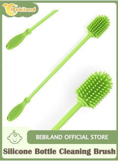 Bebiland One Pack Silicone Bottle Cleaning Brush with Long Handle, 31cm Water Bottle Cleaner for Baby Bottles, Hydro Flask, Sports Bottle, Vase, Glassware, Perfect for Smaller Diameter Bottle Openings (Green)  - Image 1