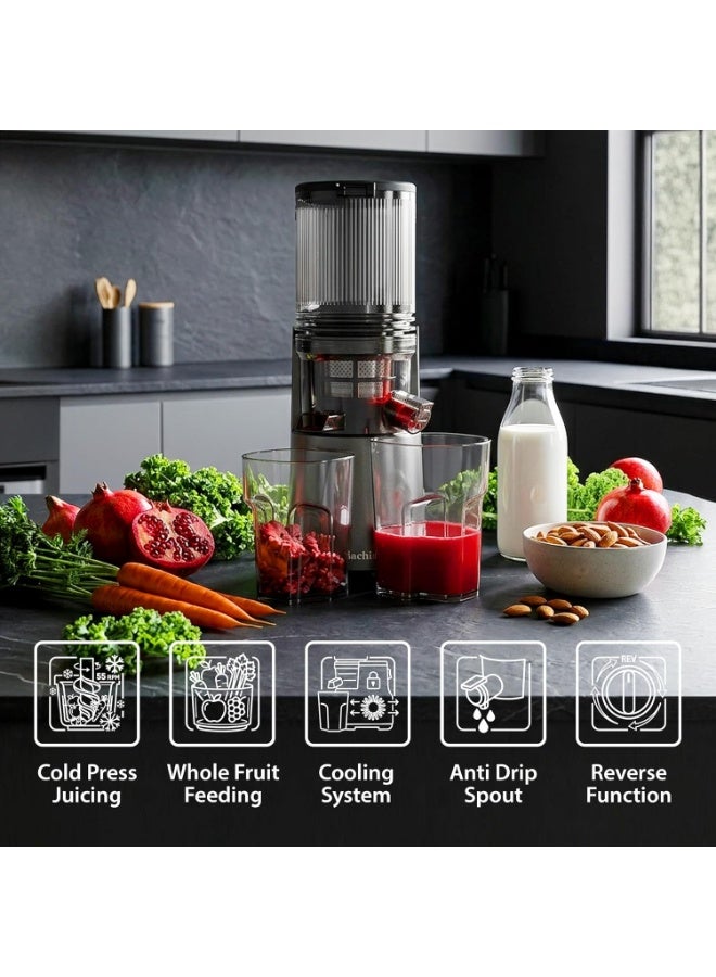 Sachi Slow Juicer, Oversized Feed Chute, Slow Squeeze Technology, Full Copper Motor, BPA-Free, Juice & Pulp Separation, Low Noise, 1000ml Juice Container - Image 3