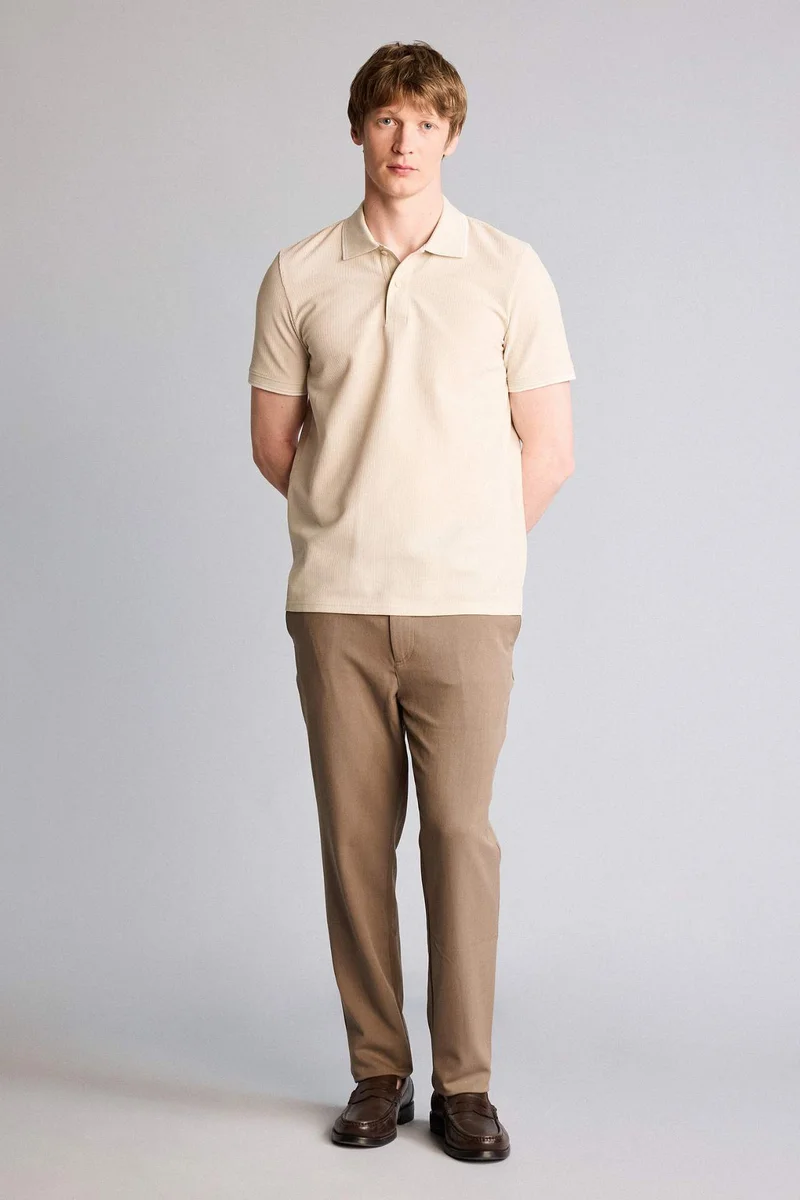 ديفاكتو Regular Fit Waffle Short Sleeve Polo T-Shirt