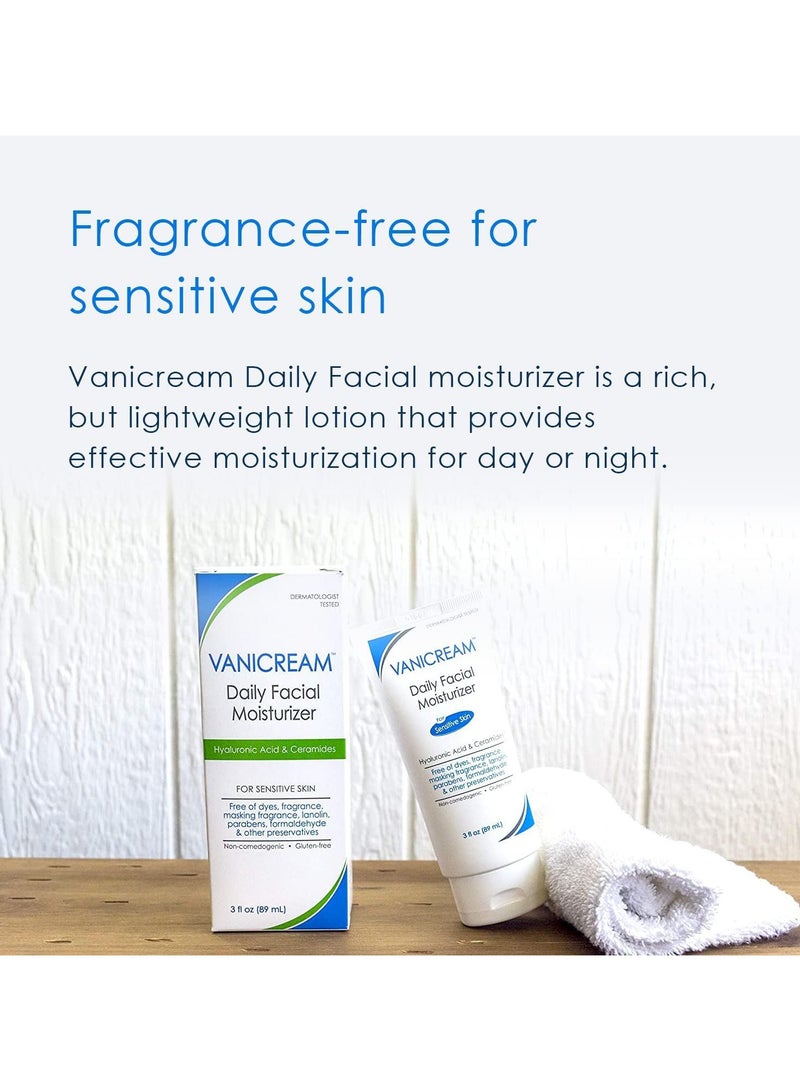 Vanicream Daily facial moisturizer with ceramides and hyaluronic acid, hydrating and nourishing, lightweight and oil-free, free of common irritants, suitable for sensitive skin, unisex, 89ml - Image 2