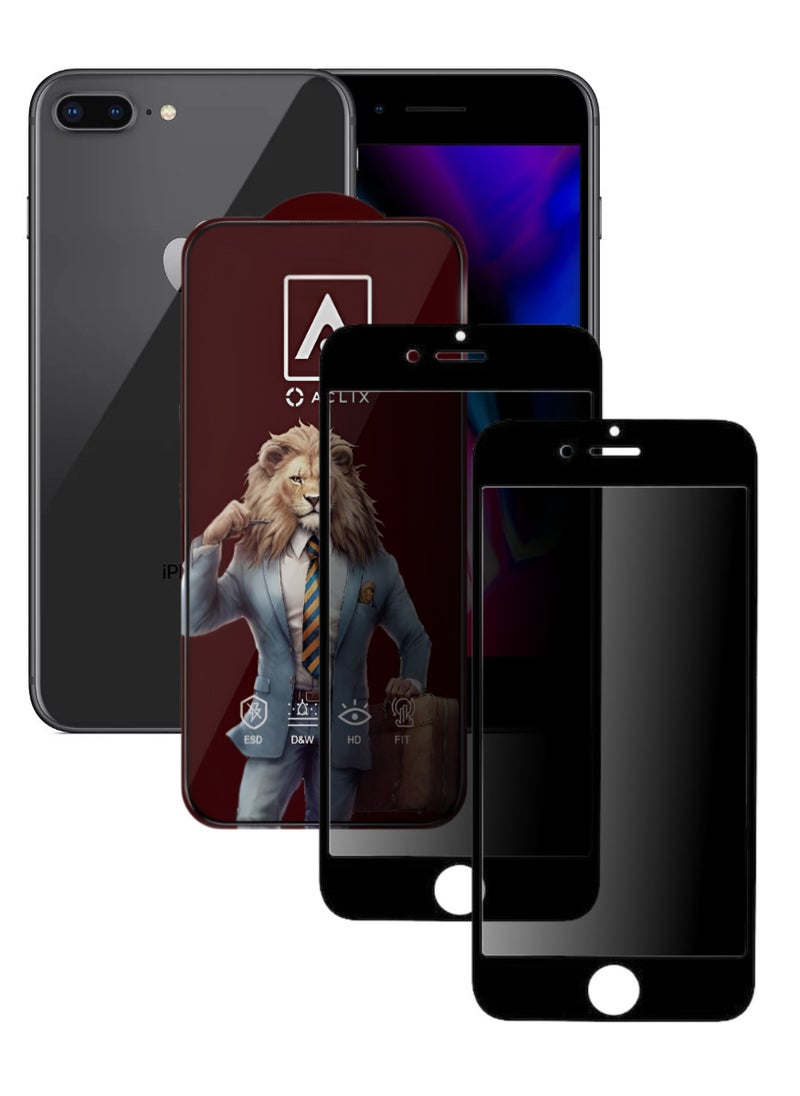 ACLIX 2 Pieces Antistatic ESD Dustproof Premium Quality High Definition Anti-Spy Privacy Tempered Glass Screen Protector Designed For  iPhone 8 Plus - Image 1