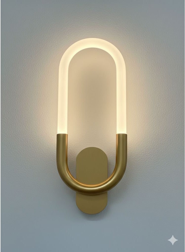 Modern oval LED wall sconce - High-brightness indoor wall lamp in gold for modern decor