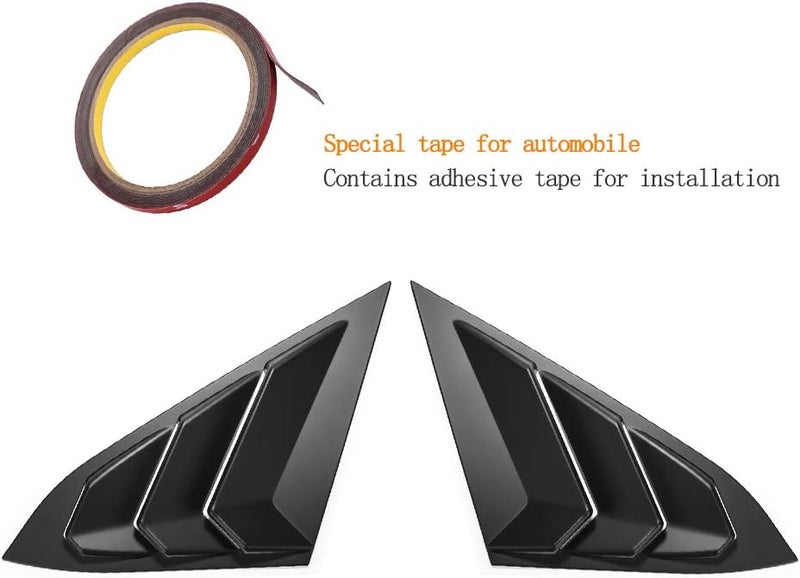 Thenice for 10th Gen Civic Rear Side Window Louvers Racing Style Triangular Window Glass Blinds Compatible with Honda Civic Sedan 2021 2020 2019 2018 2017 2016 -Matt Black - Image 3