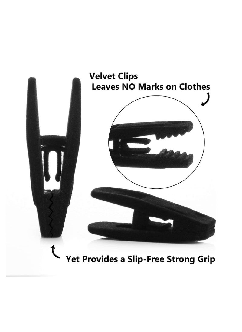 TYCOM Non-Slip Velvet Hangers - Suit Hangers (50 Pack) Ultra Thin Space Saving 360 Degree Swivel Hook Clothes Hangers Hold Up-to 10 Lbs, for Coats, Jackets, Pants, Dress Clothe- With Bar 50pcs Black  - Image 3