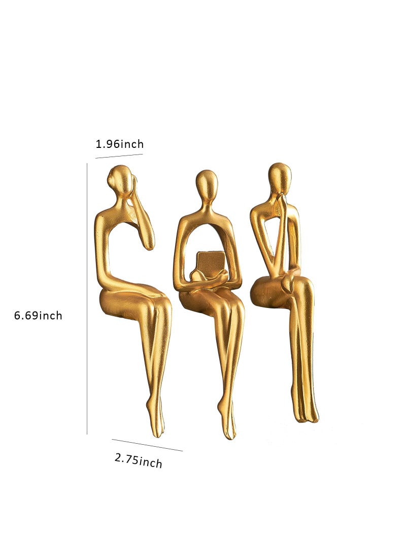 الأزرق جي دبليو مجموعة من 3 قطعة من الفن التجريدي المفكر النحت التجريدي النحت زخرفة زخرفة الراتنج التماثيل الحديثة مكتب زخرفة رفوف صغيرة ديكور المنزل ديكور غرفة المعيشة التماثيل - Image 2