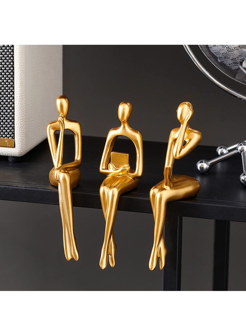 الأزرق جي دبليو مجموعة من 3 قطعة من الفن التجريدي المفكر النحت التجريدي النحت زخرفة زخرفة الراتنج التماثيل الحديثة مكتب زخرفة رفوف صغيرة ديكور المنزل ديكور غرفة المعيشة التماثيل - Image 1