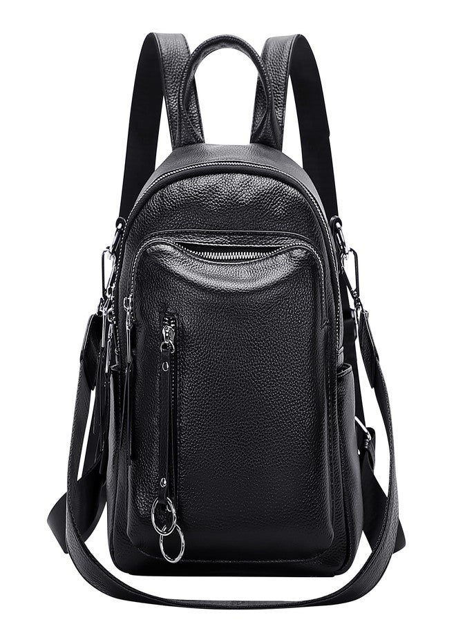 ALTOSY Fashion Genuine Leather Backpack Purse for Women Shoulder Bag Casual Daypack Small(S10 Black) - Image 1
