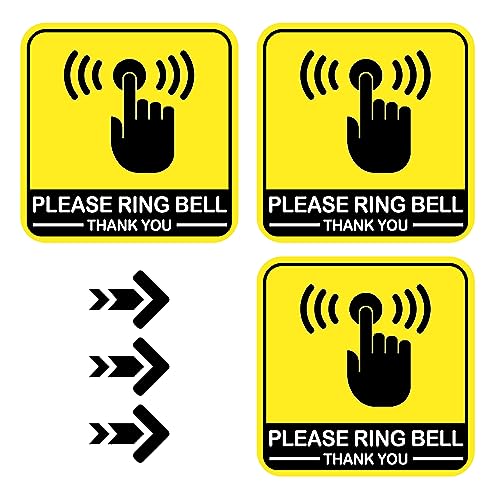 SMARSTICKER Tiny Please Ring Bell Sticker Please Rings Doorbell Outdoor Tiny Signs Bell Outdoor Sign with Arrows Stickers (2inch) - Image 1