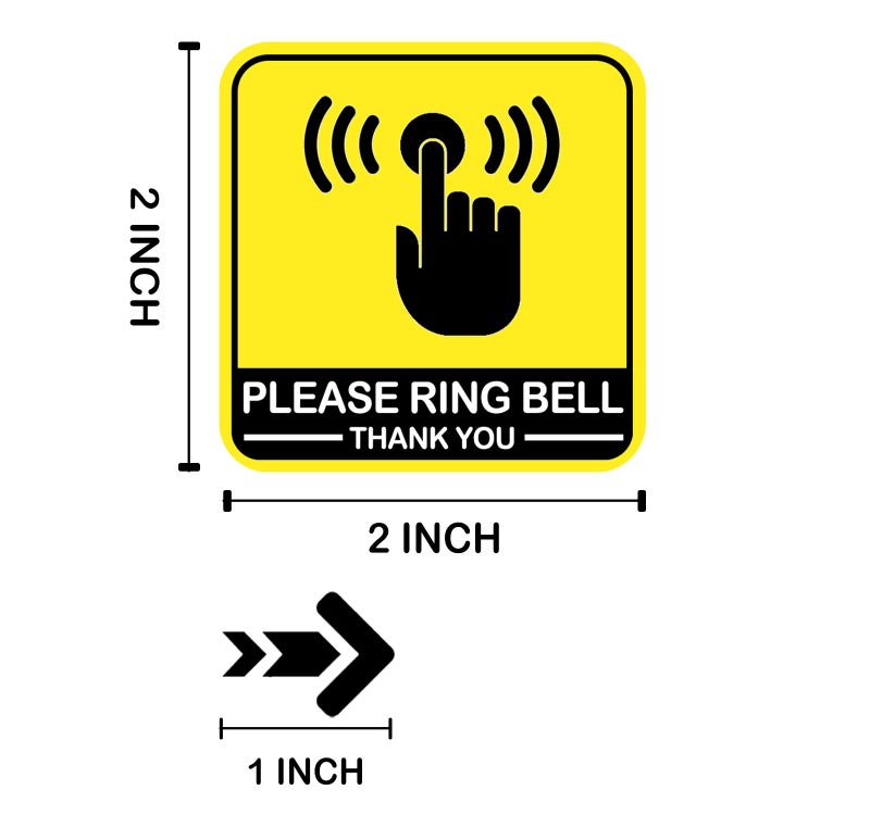 SMARSTICKER Tiny Please Ring Bell Sticker Please Rings Doorbell Outdoor Tiny Signs Bell Outdoor Sign with Arrows Stickers (2inch) - Image 2